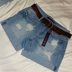 Denim wash shorts